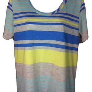 Women’s Striped Short Sleeve Cut Out Back Shirt